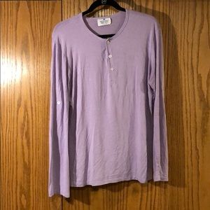 Mizzen + Main Lilac Long Sleeve Henley M Trim Fit